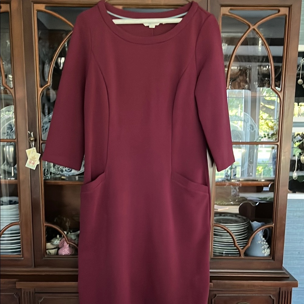 Boden Red Sheath Dress with 3/4 Raglan Sleeves